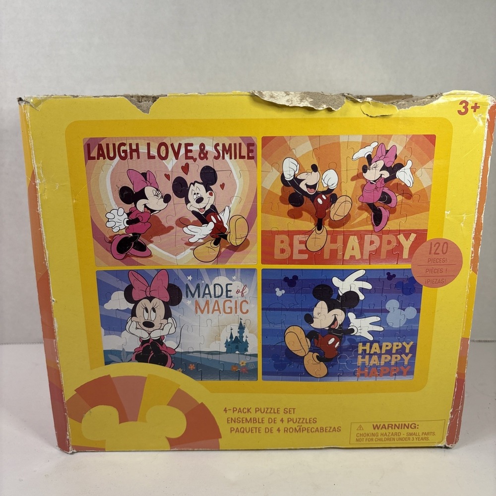 Disney Mickey Minnie Mouse 4-Pack Jigsaw Puzzle Set 120 Pieces Total Ages 3+